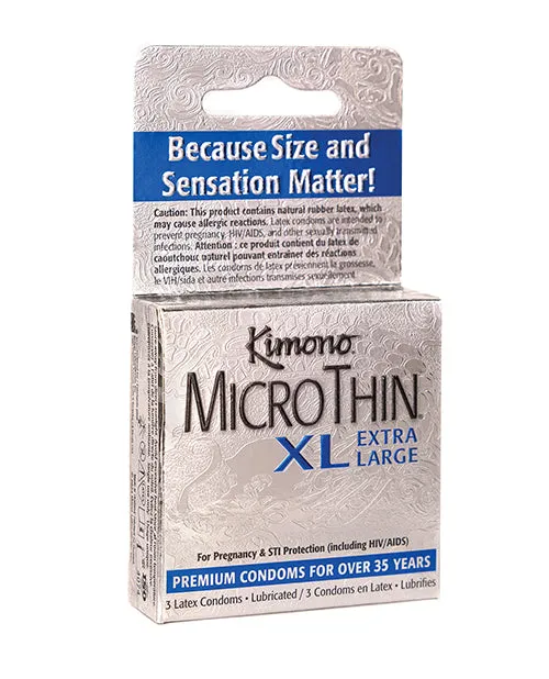 Kimono Microthin XL Condoms Pack of 3 Kimono Male Sex Toys