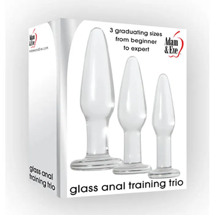 Adam Eve Anal Adam Eve Glass Anal Training Trio Clear Glass Butt Plugs Set of 3 Sizes