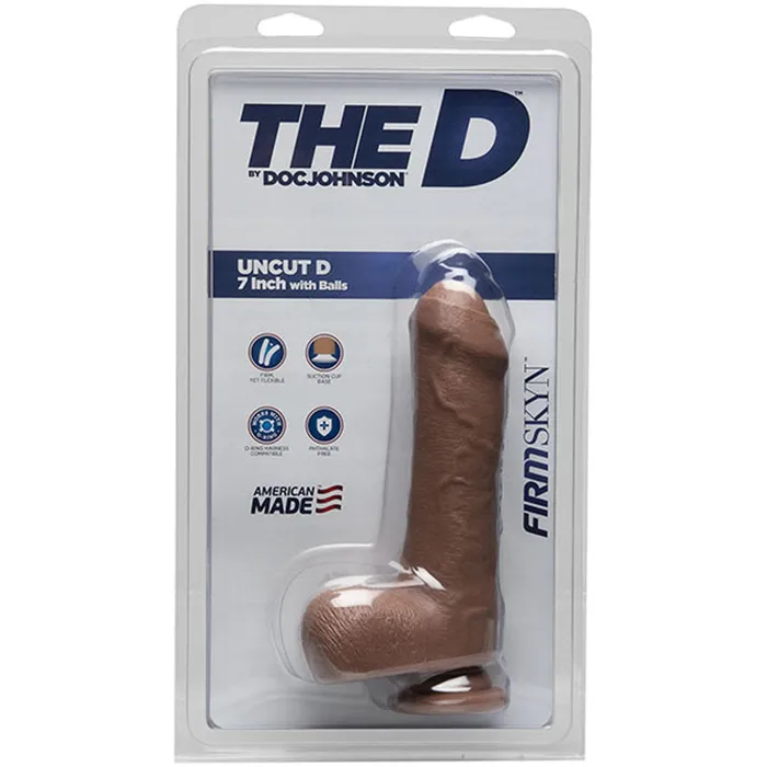 Doc Johnson Dildos The D Uncut D 7 Inch With Balls Firmskyn Caramel