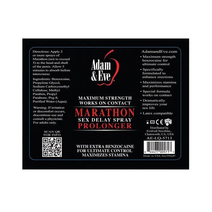 Female Sex Toys Creative Conceptions Adam Eve Marathon Sex Delay Spray Maximum Strength 2oz
