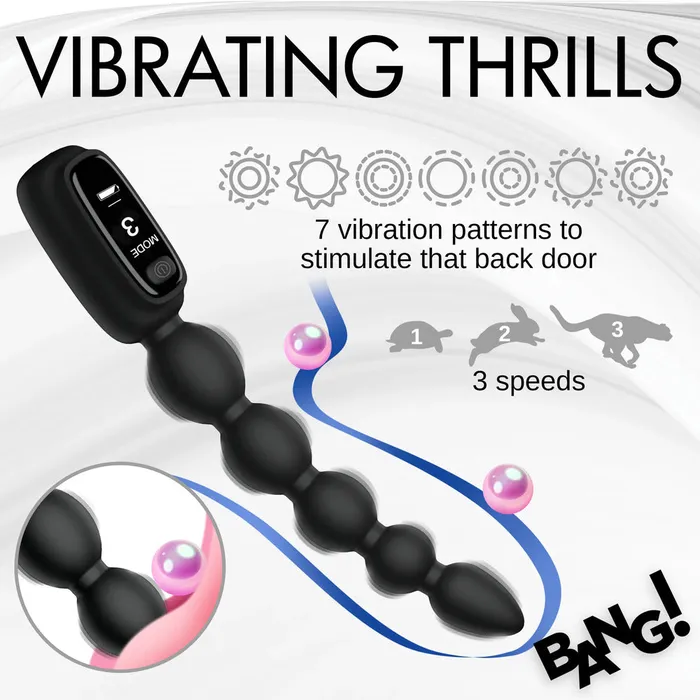 XR Brands Anal Bang Digital Rechargeable Silicone Anal Beads Black XR Brands Anal Bang Digital Rechargeable Silicone Anal Beads Black