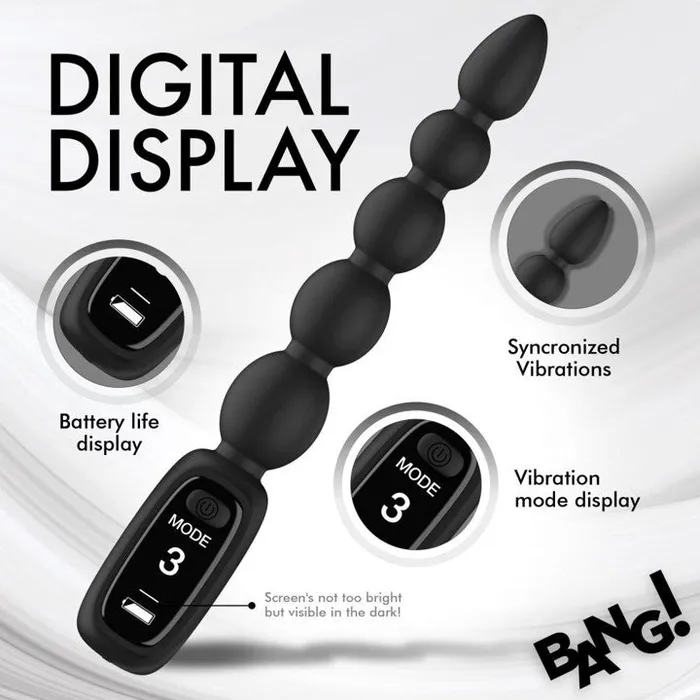 XR Brands Anal Bang Digital Rechargeable Silicone Anal Beads Black XR Brands Anal Bang Digital Rechargeable Silicone Anal Beads Black