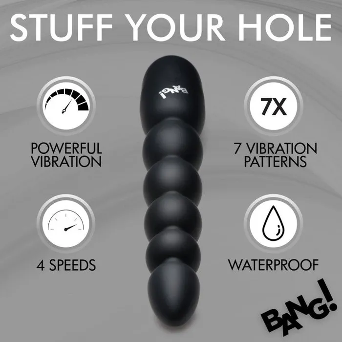 XR Brands Anal Bang Digital Rechargeable Silicone Anal Beads Black XR Brands Anal Bang Digital Rechargeable Silicone Anal Beads Black