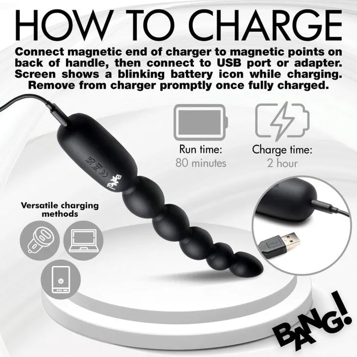 XR Brands Anal Bang Digital Rechargeable Silicone Anal Beads Black XR Brands Anal Bang Digital Rechargeable Silicone Anal Beads Black