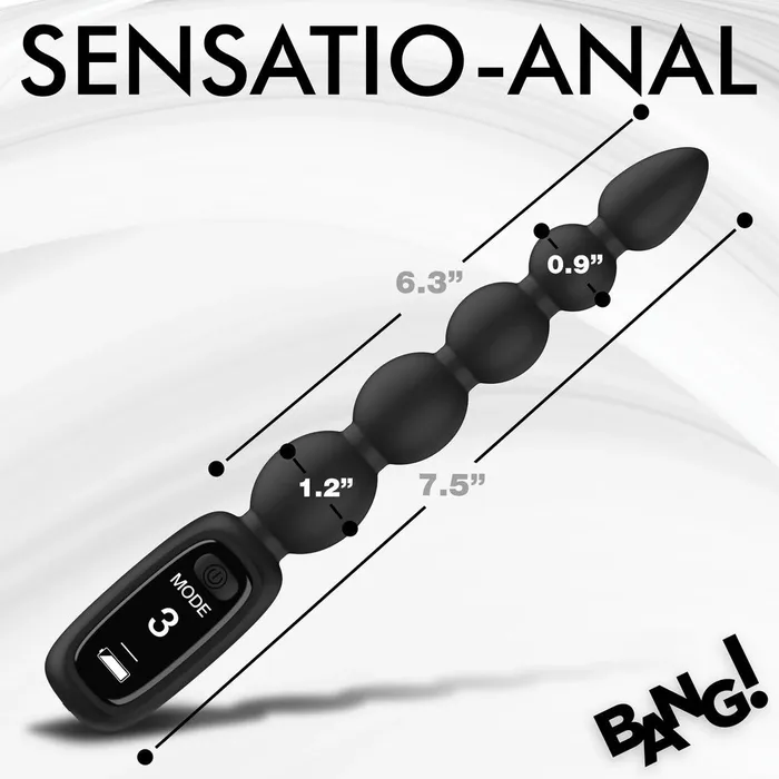 XR Brands Anal Bang Digital Rechargeable Silicone Anal Beads Black XR Brands Anal Bang Digital Rechargeable Silicone Anal Beads Black