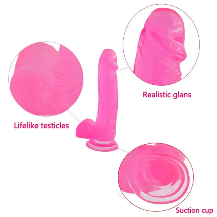 Lovetoy Jelly Studs 8in Crystal Dildo Large Pink Dildos