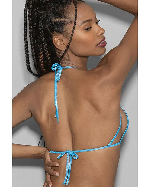Anal Escante Blue Crystal Black Light Dancewear Tri Bra Blue Os