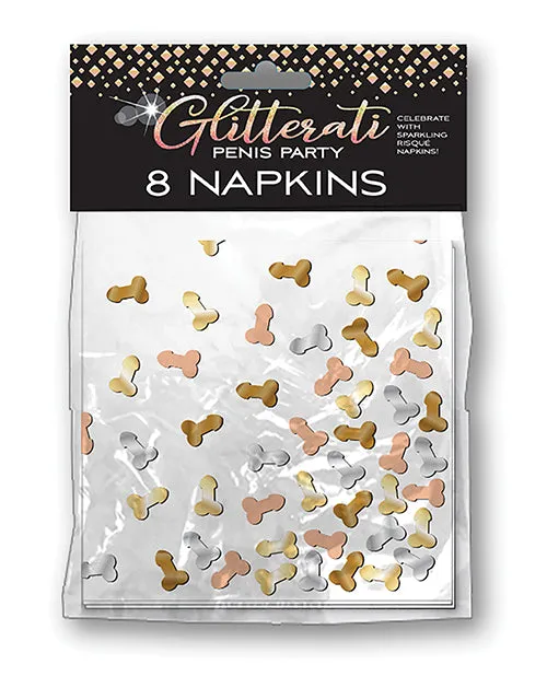 Glitterati Penis Party Napkins 8pk Little Genie Male Sex Toys Glitterati Penis Party Napkins 8pk Little Genie Male Sex Toys