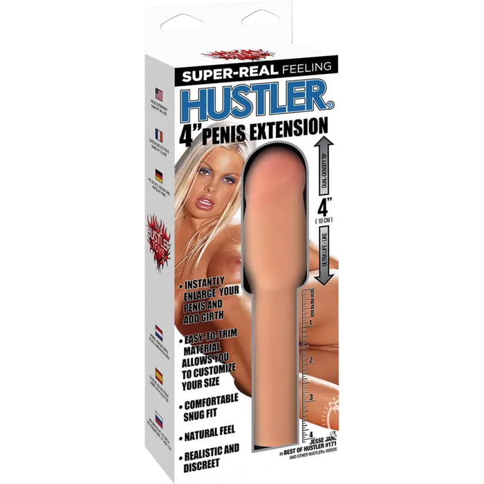 Hustler 4 Inch Penis Extension 8in Flesh Electric Novelties Male Sex Toys