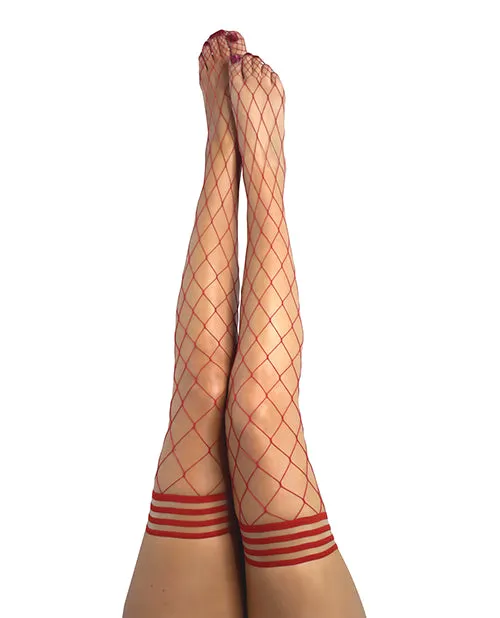Vibrators Kixies Claudia Large Net Fishnet Thigh Highs Red Kixies