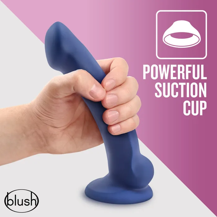 Anal Blush Avant By Blush Ergo Mini Indigo D10 Artisan 7 Inch Thin Dildo with Suction Cup Base Elegantly Made with Smooth Ultrasilk Purio Silicone