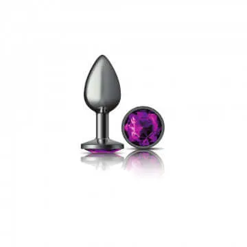 Anal Viben Cheeky Charms Round Purple Small Gunmetal Butt Plug
