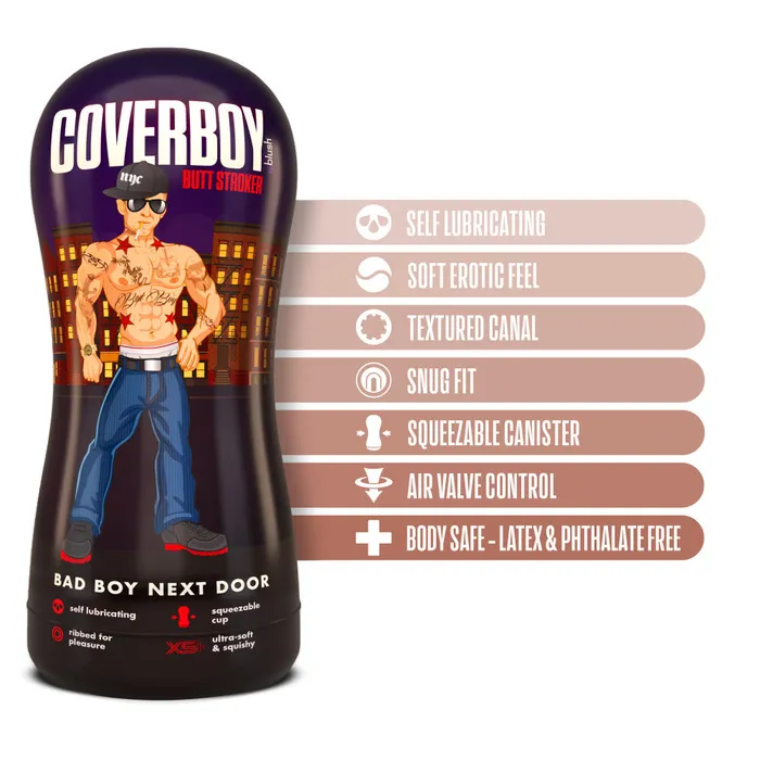 Blush Male Sex Toys Coverboy By Blush Bad Boy Next Door Self Lubricating Realistic Beige Masturbator Stroker