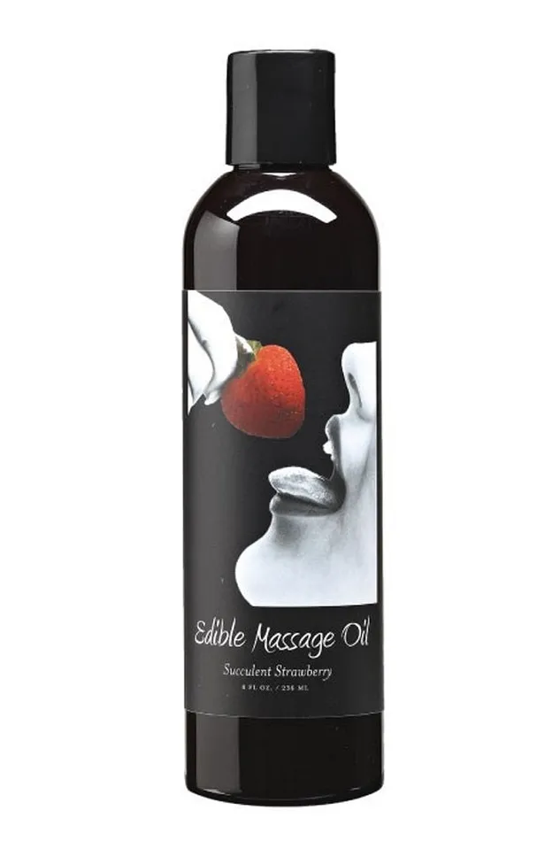 Couples Earthly Body Edible Massage Oil 8oz236ml in Strawberry