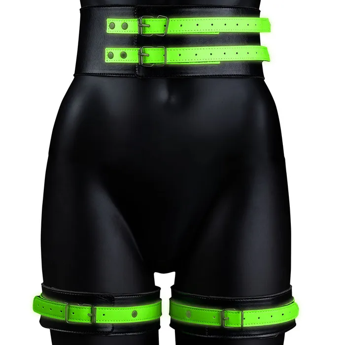 Couples Ouch Glow Bondage Belt with Thigh and Wrist Cuffs XL Shots Toys