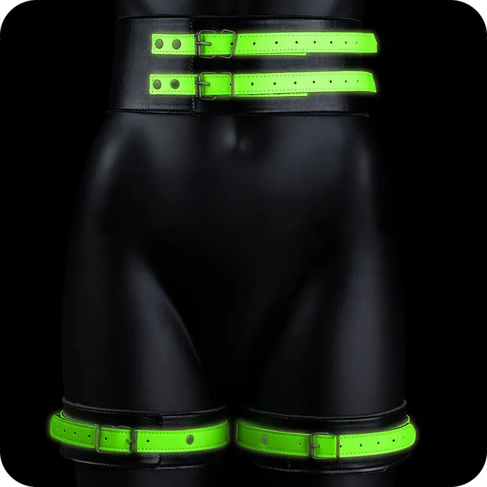Couples Ouch Glow Bondage Belt with Thigh and Wrist Cuffs XL Shots Toys Couples Ouch Glow Bondage Belt with Thigh and Wrist Cuffs XL Shots Toys