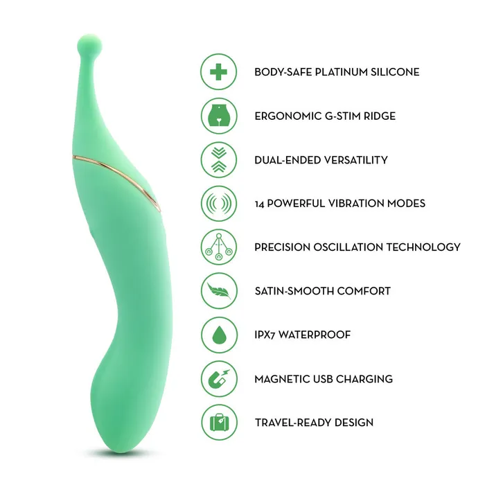 Female Sex Toys Blush Blush Collection Stella 7 Inch DualEnded Clitoral GSpot Vibrating Wand With Precision Stimulation In Green