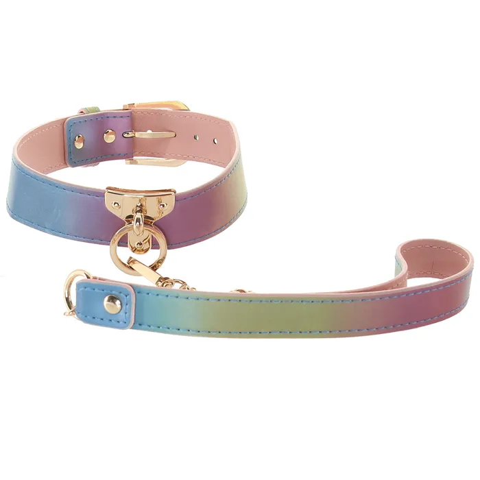 Female Sex Toys ns novelties Spectra Bondage Collar Leash in Rainbow