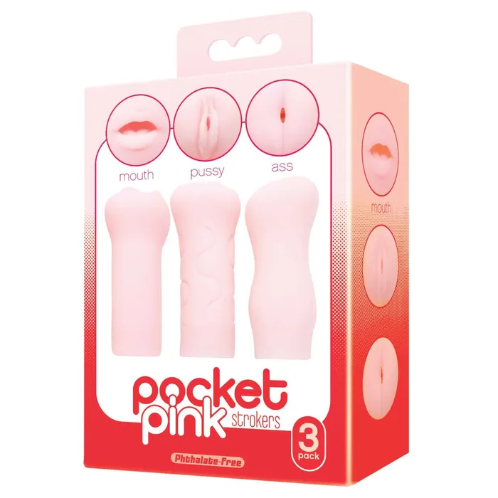 Male Sex Toys Icon Brands Icon Male Pocket Pink Stroker 3 Pack