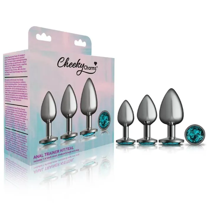 Viben Anal Viben Cheeky Charms Metal Plug Kit Gunmetal Round Teal