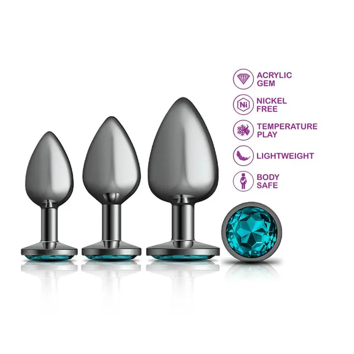Viben Anal Viben Cheeky Charms Metal Plug Kit Gunmetal Round Teal