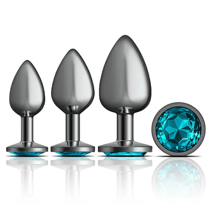 Viben Anal Viben Cheeky Charms Metal Plug Kit Gunmetal Round Teal