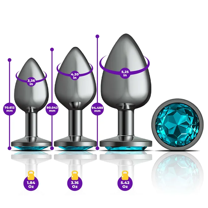 Viben Anal Viben Cheeky Charms Metal Plug Kit Gunmetal Round Teal