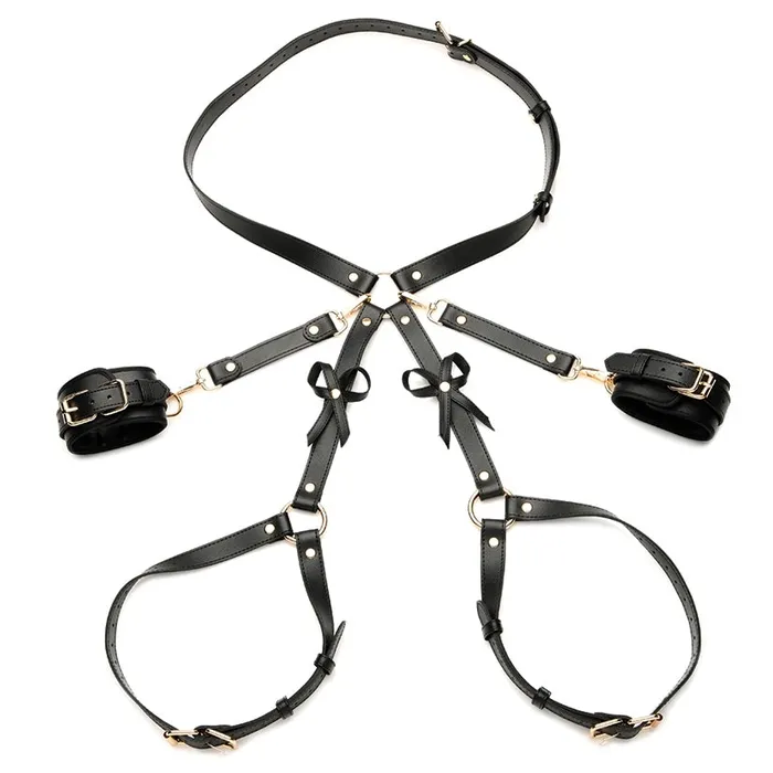 XR Brands Couples Strict Bondage Harness with Bows Black XL2XL