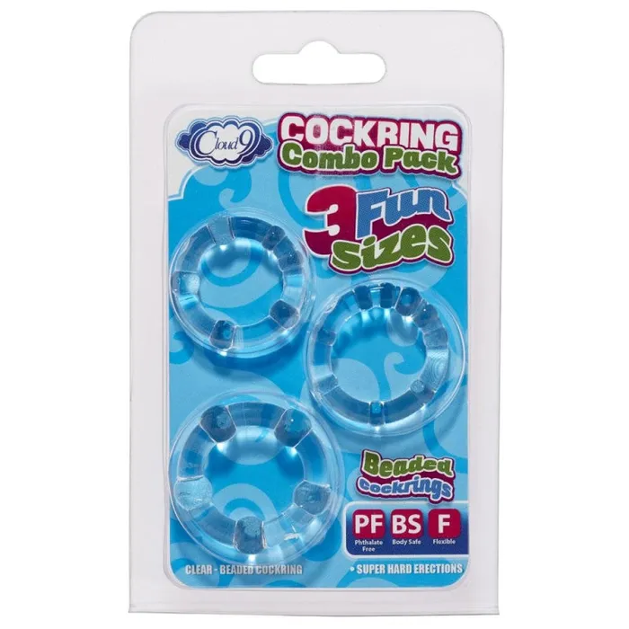 Anal Cockring Combo Beaded Clear Cloud 9 Novelties