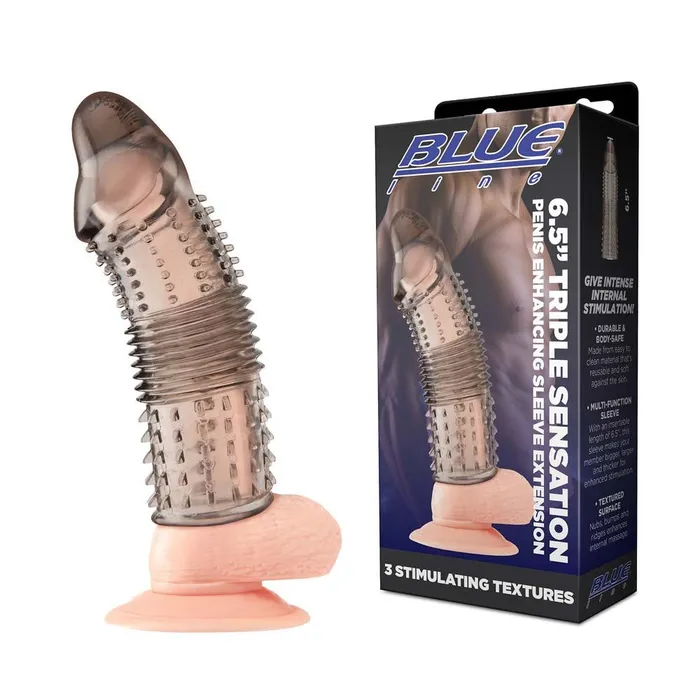 Blue Line Men Male Sex Toys 65 Triple Sensation Penis Enhancing Sleeve Extension