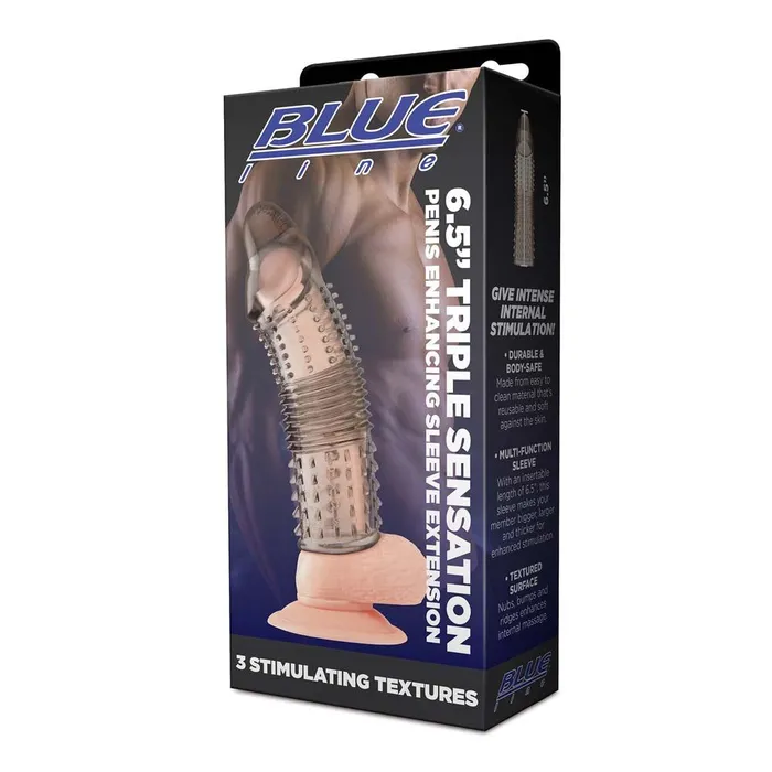 Blue Line Men Male Sex Toys 65 Triple Sensation Penis Enhancing Sleeve Extension