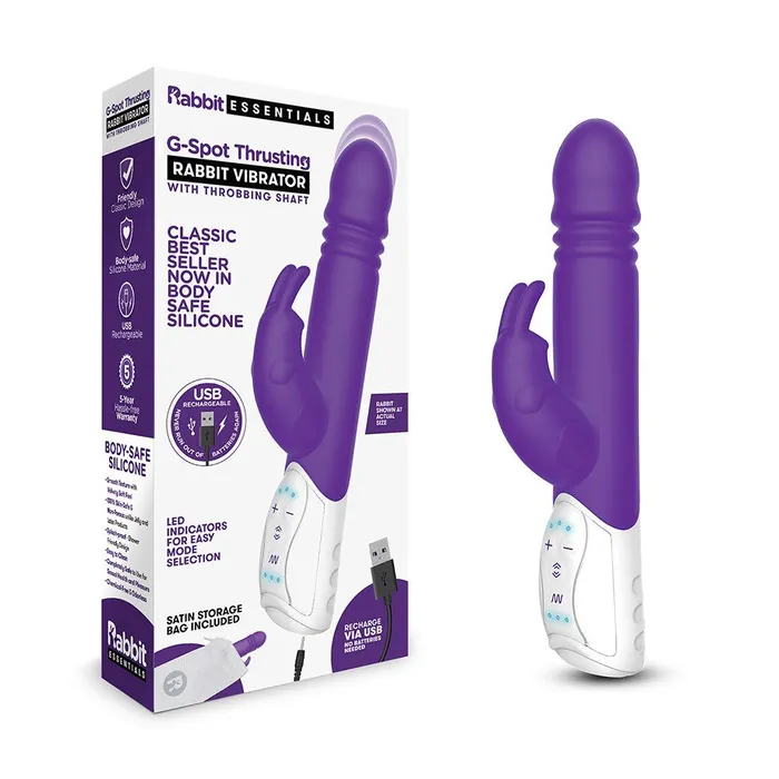 Female Sex Toys Rabbit Essentials Thrusting Rabbit Vibrator with GSpot Stimulation