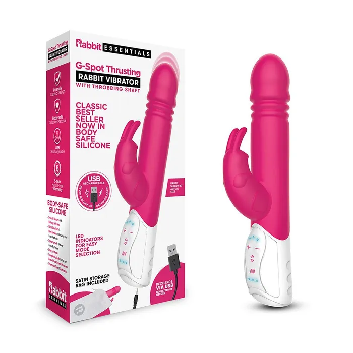 Female Sex Toys Rabbit Essentials Thrusting Rabbit Vibrator with GSpot Stimulation