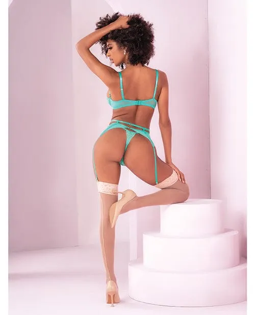 Floral Lace Bra Garter Belt Panty Aqua Mapale Female Sex Toys Floral Lace Bra Garter Belt Panty Aqua Mapale Female Sex Toys