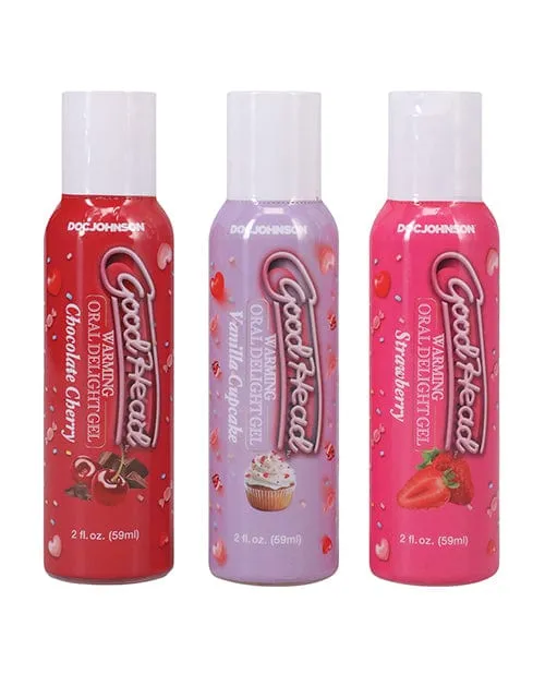GoodHead Warming Oral Delight Gel Pack 2 Oz Strawberryvanilla Cupcakechocolate Cherry Doc Johnson Enhancers GoodHead Warming Oral Delight Gel Pack 2 Oz Strawberryvanilla Cupcakechocolate Cherry Doc Johnson Enhancers