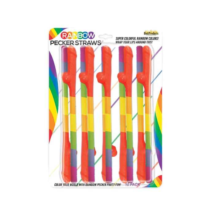 Hott Products Rainbow Pecker Straws 10 Pack Female Sex Toys