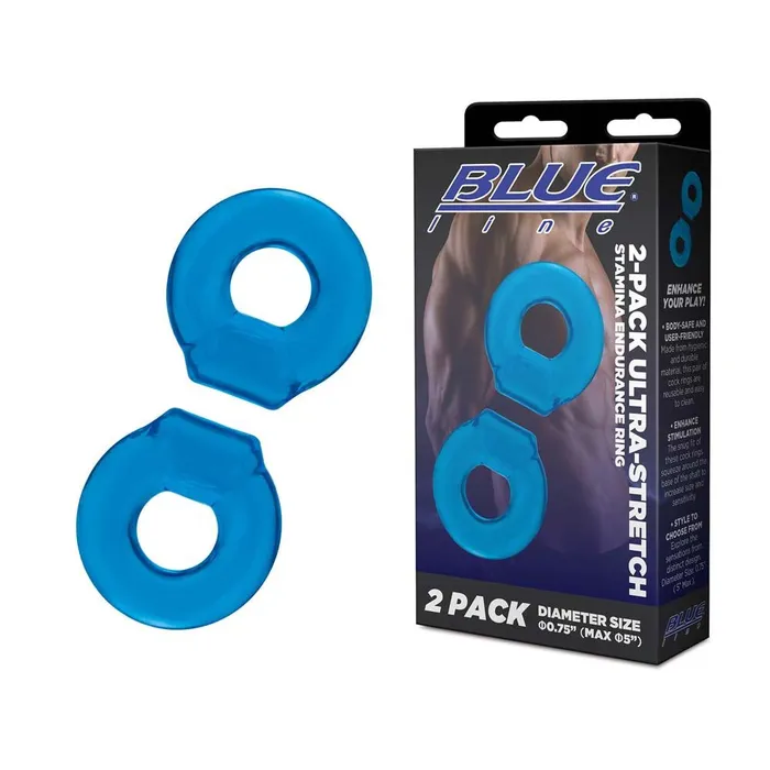 Male Sex Toys Blue Line Men 2Pack UltraStretch Stamina Endurance Ring