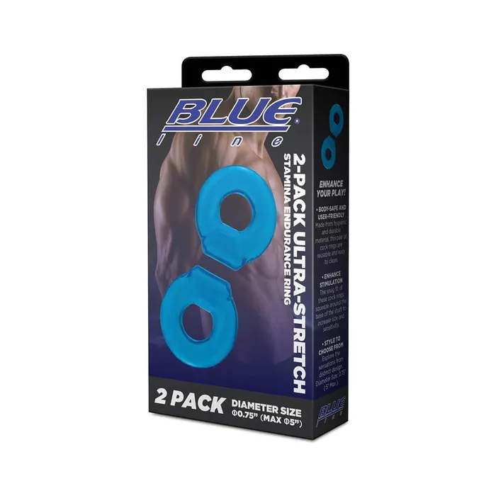Male Sex Toys Blue Line Men 2Pack UltraStretch Stamina Endurance Ring