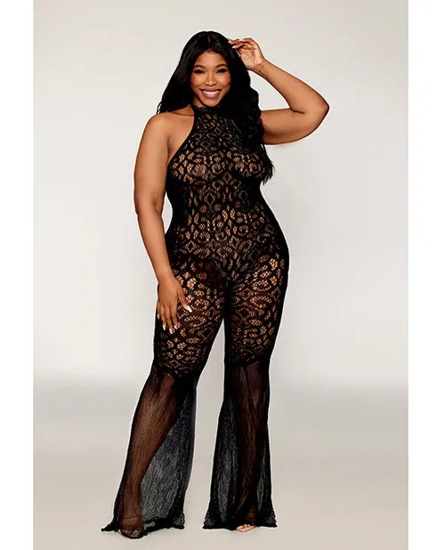 Seamless Crochet Lace Bodystocking wFishnet Bellbottoms Black QN Dreamgirl International Bodystockings Playsuits Seamless Crochet Lace Bodystocking wFishnet Bellbottoms Black QN Dreamgirl International Bodystockings Playsuits