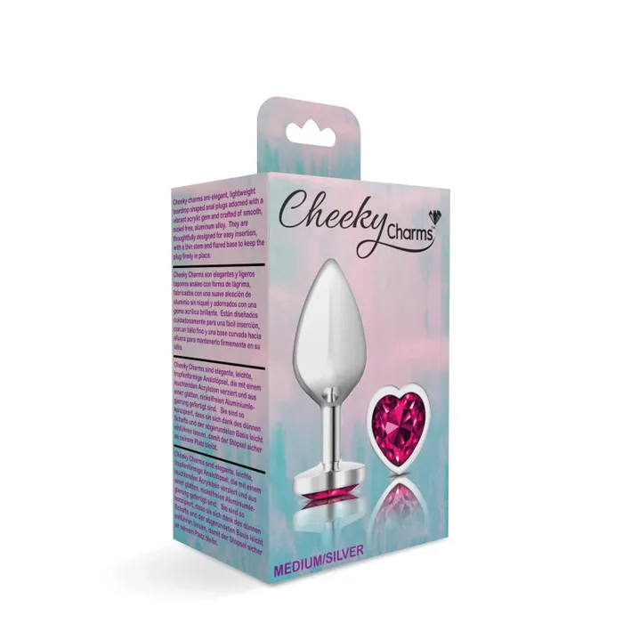 Viben Anal Cheeky Charms Silver Metal Butt Plug Heart Bright Pink Medium Viben Anal Cheeky Charms Silver Metal Butt Plug Heart Bright Pink Medium