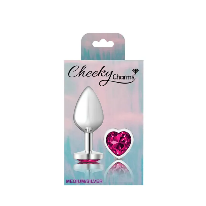 Viben Anal Cheeky Charms Silver Metal Butt Plug Heart Bright Pink Medium Viben Anal Cheeky Charms Silver Metal Butt Plug Heart Bright Pink Medium