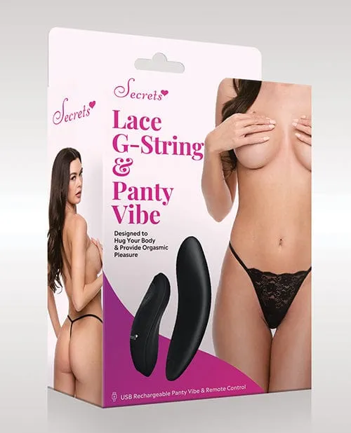 Vibrators XGEN Secrets Lace Gstring Panty Vibe Black