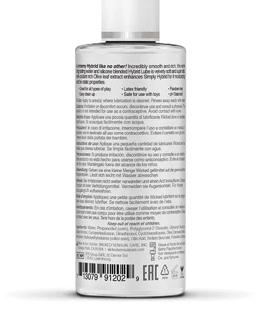 Wicked Sensual Care Lubricants Wicked Sensual Care Simply Hybrid Lubricant Wicked Sensual Care Lubricants Wicked Sensual Care Simply Hybrid Lubricant