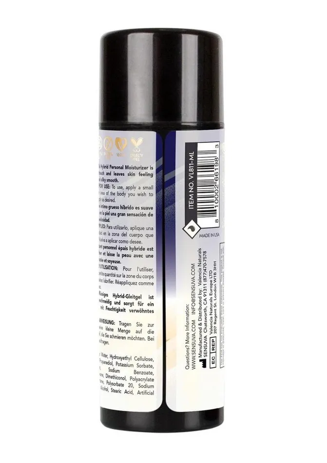 Anal Sensuva Lubricants Sensuva UltraThick Anal Hybrid Personal Moisturizer Lubricant High Ph Formula Original Unflavored