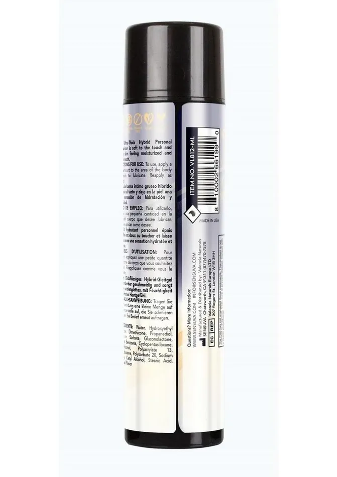 Anal Sensuva Lubricants Sensuva UltraThick Anal Hybrid Personal Moisturizer Lubricant High Ph Formula Original Unflavored