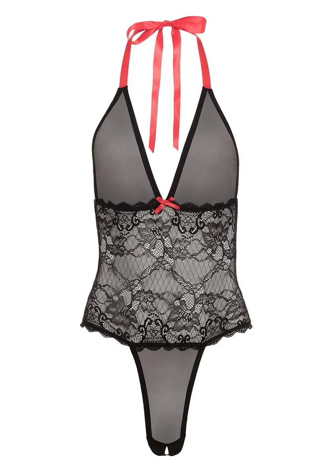 Barely Bare V Plunge Lace and Mesh Teddy Barely Bare Vibrators