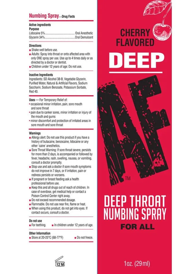 Deep AF Numbing Throat Spray Cherry AF Male Sex Toys