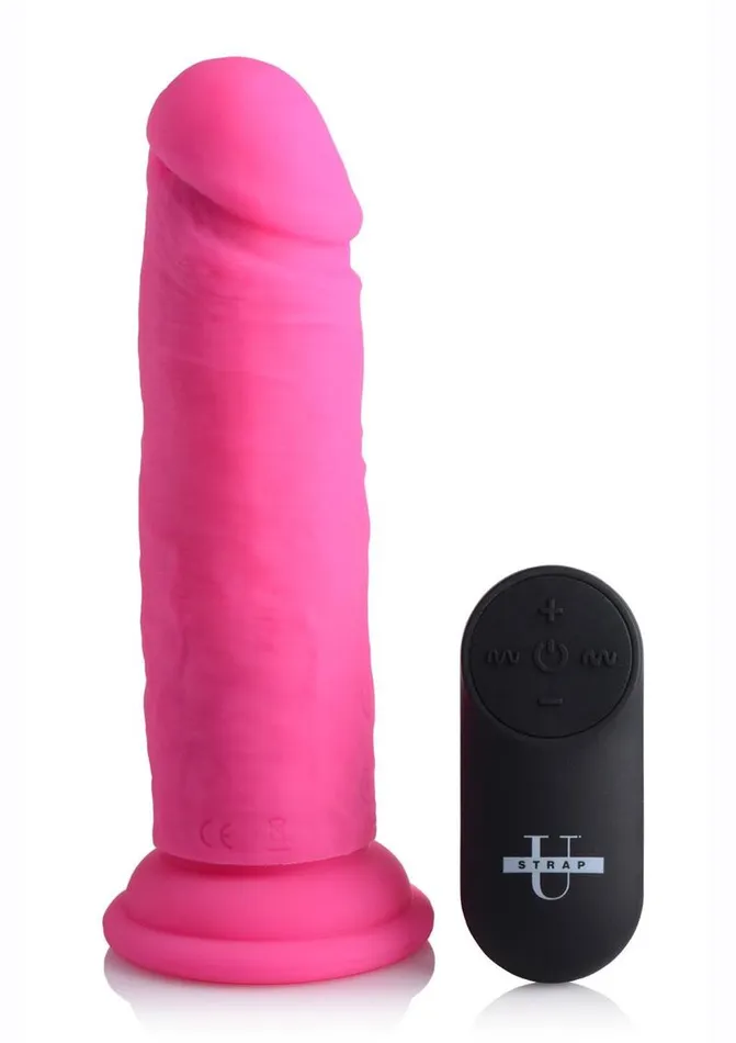 Female Sex Toys STRAP U Strap U Power Player 28x Vibrating Silicone Rechargeable Dildo 65in with Remote Control