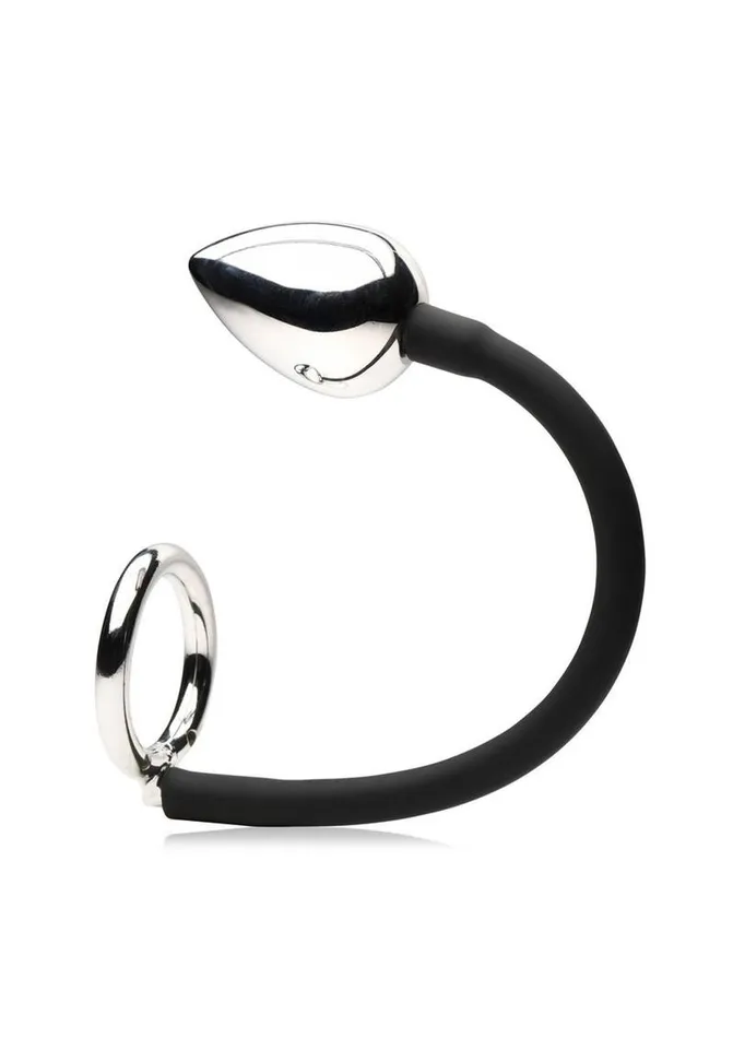 Master Series Male Sex Toys Master Series Tug Plug Aluminum Cock and Ball Ring with Anal Plug Master Series Male Sex Toys Master Series Tug Plug Aluminum Cock and Ball Ring with Anal Plug