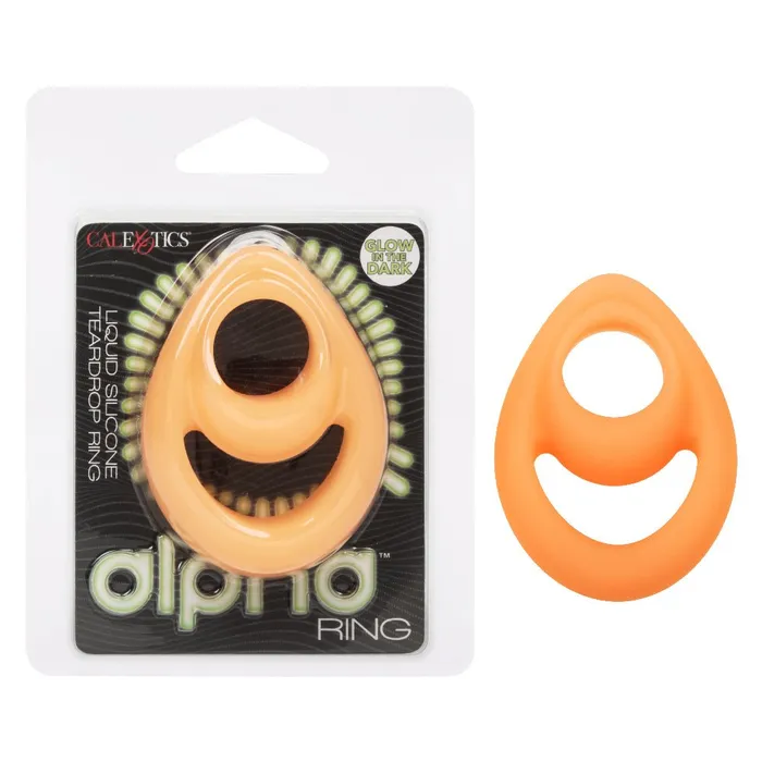 Alpha GlowintheDark Liquid Silicone Teardrop Ring Orange CalExotics Female Sex Toys Alpha GlowintheDark Liquid Silicone Teardrop Ring Orange CalExotics Female Sex Toys